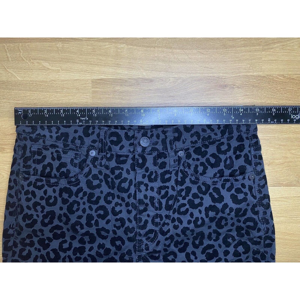 Madewell Jeans Womens 27 Black 9” Midrise Skinny Flocked Leopard Denim Animal - Picture 3 of 14